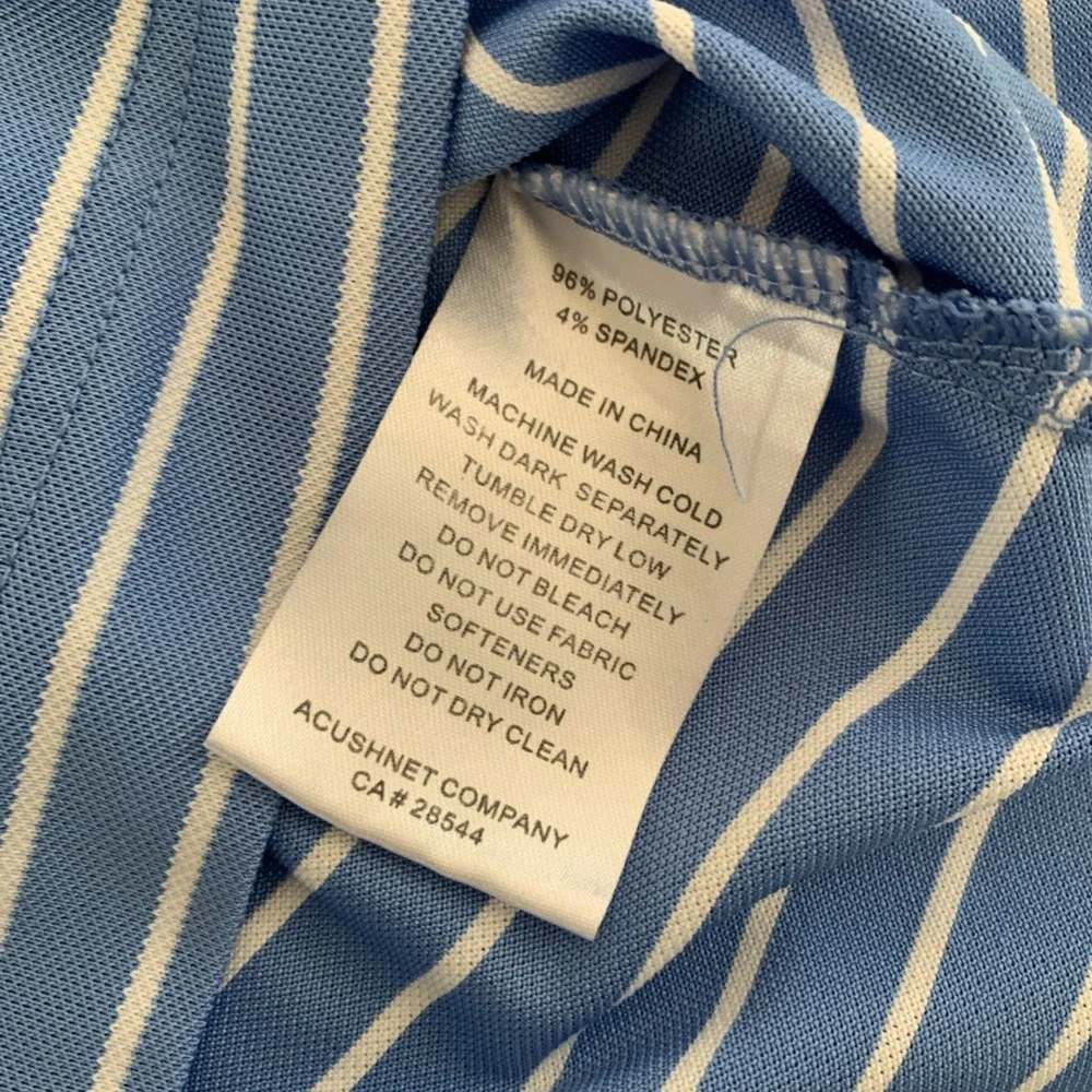 FootJoy Mens Polo Shirt Size L Blue White Stripe Short Sleeve EUC